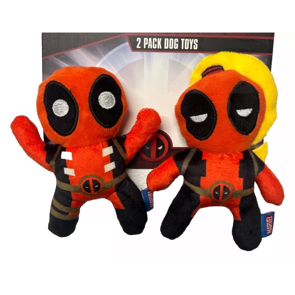 NEW Dog Toys -2 Pack, MARVEL Deadpool, 5” Plush Squeaker Toys, All Dogs HTF RARE